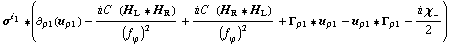 σ^i _ 1 '6 (∂ _ ρ1(u _ ρ1) - (i C^(  ) (H _ L '6 H _ R))/(f _ ϕ^(�   ))^2 + (i C^(  ) (H _ R '6 H _ L))/(f _ ϕ^(�   ))^2 + Γ _ ρ1 '6 u _ ρ1 - u _ ρ1 '6 Γ _ ρ1 - (i χ _ -)/2)