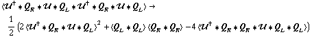 < ÷„^† '6 Q _ R '6 ÷„ '6 Q _ L '6 ÷„^† '6 Q _ R '6 ÷„ '6 Q _ L > -> 1/2 (2 < ÷„^† '6 Q _ R '6 ÷„ '6 Q _ L >^2 + < Q _ L '6 Q _ L > < Q _ R '6 Q _ R > - 4 < ÷„^† '6 Q _ R '6 Q _ R '6 ÷„ '6 Q _ L '6 Q _ L >)