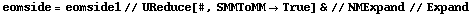 eomside = eomside1 // UReduce[#, SMMToMM -> True] & // NMExpand // Expand