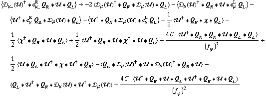 < �s _ μ_(��)^† '6 c _ μ_^R Q _ R '6 �� '6 Q _ L > -> -2 < �s _ μ(��)^† '6 Q _ R '6 �s _ μ(��) '6 Q _ L > - < �s _ μ(��)^† '6 Q _ R '6 �� '6 c _ μ^L Q _ L > - < ��^† '6 c _ μ^R Q _ R '6 �s _ μ(��) '6 Q _ L > - < ��^† '6 Q _ R '6 �s _ μ(��) '6 c _ μ^L Q _ L > - 1/2 < ��^† '6 Q _ R '6 χ '6 Q _ L > - 1/2 < χ^† '6 Q _ R '6 �� '6 Q _ L > + 1/2 < ��^† '6 Q _ R '6 �� '6 χ^† '6 �� '6 Q _ L > - (4 C^(  ) < ��^† '6 Q _ R '6 Q _ R '6 �� '6 Q _ L '6 Q _ L >)/(f _ ϕ^(�   ))^2 + 1/2 < �� '6 Q _ L '6 ��^† '6 χ '6 ��^† '6 Q _ R > - < Q _ L '6 �s _ μ(��)^† '6 �� '6 �s _ μ(��)^† '6 Q _ R '6 �� > - < Q _ L '6 ��^† '6 Q _ R '6 �s _ μ(��) '6 ��^† '6 �s _ μ(��) > + (4 C^(  ) < ��^† '6 Q _ R '6 �� '6 Q _ L '6 ��^† '6 Q _ R '6 �� '6 Q _ L >)/(f _ ϕ^(�   ))^2