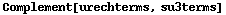 Complement[urechterms, su3terms]
