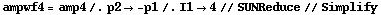 ampwf4 = amp4 /. p2 -> -p1 /. I1 -> 4 // SUNReduce // Simplify