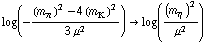 log(-((m _ π^(�   ))^2 - 4 (m _ K^(�   ))^2)/(3 μ^2)) -> log((m _ η^(�   ))^2/μ^2)
