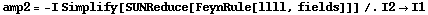 amp2 = -I Simplify[SUNReduce[FeynRule[llll, fields]]] /. I2 -> I1