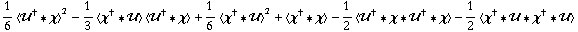 1/6 < ��^† '6 χ >^2 - 1/3 < χ^† '6 �� > < ��^† '6 χ > + 1/6 < χ^† '6 �� >^2 + < χ^† '6 χ > - 1/2 < ��^† '6 χ '6 ��^† '6 χ > - 1/2 < χ^† '6 �� '6 χ^† '6 �� >