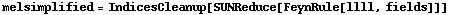 melsimplified = IndicesCleanup[SUNReduce[FeynRule[llll, fields]]]