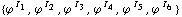 {ϕ^( )^I _ 1, ϕ^( )^I _ 2, ϕ^( )^I _ 3, ϕ^( )^I _ 4, ϕ^( )^I _ 5, ϕ^( )^I _ 6}