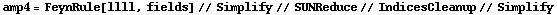 amp4 = FeynRule[llll, fields] // Simplify // SUNReduce // IndicesCleanup // Simplify