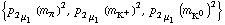 {p _ 2 _ μ _ 1 (m _ π^(�   ))^2, p _ 2 _ μ _ 1 (m _ K^+^(�   ))^2, p _ 2 _ μ _ 1 (m _ K^0^(�   ))^2}