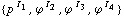 {p^( )^I _ 1, ϕ^( )^I _ 2, ϕ^( )^I _ 3, ϕ^( )^I _ 4}