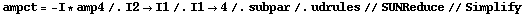 ampct = -I * amp4 /. I2 -> I1 /. I1 -> 4 /. subpar /. udrules // SUNReduce // Simplify