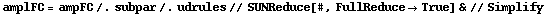 amplFC = ampFC /. subpar /. udrules // SUNReduce[#, FullReduce -> True] & // Simplify