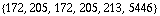 {172, 205, 172, 205, 213, 5446}