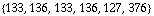 {133, 136, 133, 136, 127, 376}