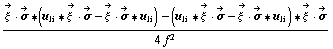 (Overscript[ξ^( ), ->] &middot; Overscript[σ, ->] '6 (u _ li '6 Overscript[ξ^( ), ->] &middot; Overscript[σ, ->] - Overscript[ξ^( ), ->] &middot; Overscript[σ, ->] '6 u _ li) - (u _ li '6 Overscript[ξ^( ), ->] &middot; Overscript[σ, ->] - Overscript[ξ^( ), ->] &middot; Overscript[σ, ->] '6 u _ li) '6 Overscript[ξ^( ), ->] &middot; Overscript[σ, ->])/(4 f^2)
