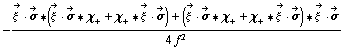 -(Overscript[ξ^( ), ->] &middot; Overscript[σ, ->] '6 (Overscript[ξ^( ), ->] &middot; Overscript[σ, ->] '6 χ _ + + χ _ + '6 Overscript[ξ^( ), ->] &middot; Overscript[σ, ->]) + (Overscript[ξ^( ), ->] &middot; Overscript[σ, ->] '6 χ _ + + χ _ + '6 Overscript[ξ^( ), ->] &middot; Overscript[σ, ->]) '6 Overscript[ξ^( ), ->] &middot; Overscript[σ, ->])/(4 f^2)