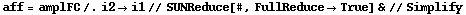 aff = amplFC /. i2 -> i1 // SUNReduce[#, FullReduce -> True] & // Simplify