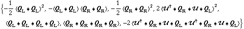 {-1/2 < Q _ L '6 Q _ L >^2, -< Q _ L '6 Q _ L > < Q _ R '6 Q _ R >, -1/2 < Q _ R '6 Q _ R >^2, 2 < ��^† '6 Q _ R '6 �� '6 Q _ L >^2, < Q _ L '6 Q _ L '6 Q _ L '6 Q _ L >, < Q _ R '6 Q _ R '6 Q _ R '6 Q _ R >, -2 < ��^† '6 Q _ R '6 �� '6 Q _ L '6 ��^† '6 Q _ R '6 �� '6 Q _ L >}