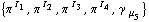 {π^( )^I _ 1, π^( )^I _ 2, π^( )^I _ 3, π^( )^I _ 4, γ^( ) _ μ _ 5}