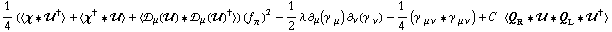 1/4 (< χ '6 ��^† > + < χ^† '6 �� > + < �s _ μ(��) '6 �s _ μ(��)^† >) (f _ π^(�   ))^2 - 1/2 λ ∂ _ μ(γ^( ) _ μ) ∂ _ ν(γ^( ) _ ν) - 1/4 (γ^( ) _ (μ ν) '6 γ^( ) _ (μ ν)) + C^(  ) < Q _ R '6 �� '6 Q _ L '6 ��^† >