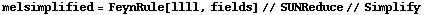 melsimplified = FeynRule[llll, fields] // SUNReduce // Simplify