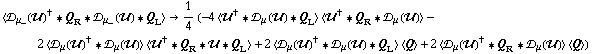< �s _ μ_(��)^† '6 Q _ R '6 �s _ μ_(��) '6 Q _ L > -> 1/4 (-4 < ��^† '6 �s _ μ(��) '6 Q _ L > < ��^† '6 Q _ R '6 �s _ μ(��) > - 2 < �s _ μ(��)^† '6 �s _ μ(��) > < ��^† '6 Q _ R '6 �� '6 Q _ L > + 2 < �s _ μ(��)^† '6 �s _ μ(��) '6 Q _ L > < Q > + 2 < �s _ μ(��)^† '6 Q _ R '6 �s _ μ(��) > < Q >)