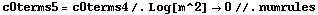 c0terms5 = c0terms4 /. Log[m^2] -> 0 //. numrules