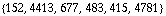 {152, 4413, 677, 483, 415, 4781}