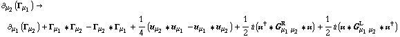∂ _ μ _ 2(Γ _ μ _ 1) -> ∂ _ μ _ 1(Γ _ μ _ 2) + Γ _ μ _ 1 '6 Γ _ μ _ 2 - Γ _ μ _ 2 '6 Γ _ μ _ 1 + 1/4 (u _ μ _ 2 '6 u _ μ _ 1 - u _ μ _ 1 '6 u _ μ _ 2) + 1/2 i (��^† '6 G _ (μ _ 1 μ _ 2)^R '6 ��) + 1/2 i (�� '6 G _ (μ _ 1 μ _ 2)^L '6 ��^†)