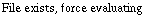 File exists, force evaluating