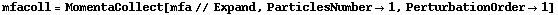 mfacoll = MomentaCollect[mfa // Expand, ParticlesNumber -> 1, PerturbationOrder -> 1]