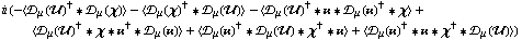 i (-< �s _ μ(��)^† '6 �s _ μ(χ) > - < �s _ μ(χ)^† '6 �s _ μ(��) > - < �s _ μ(��)^† '6 �� '6 �s _ μ(��)^† '6 χ > + < �s _ μ(��)^† '6 χ '6 ��^† '6 �s _ μ(��) > + < �s _ μ(��)^† '6 �s _ μ(��) '6 χ^† '6 �� > + < �s _ μ(��)^† '6 �� '6 χ^† '6 �s _ μ(��) >)