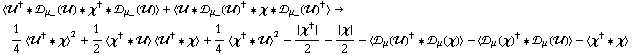 < ��^† '6 �s _ μ_(��) '6 χ^† '6 �s _ μ_(��) > + < �� '6 �s _ μ_(��)^† '6 χ '6 �s _ μ_(��)^† > -> 1/4 < ��^† '6 χ >^2 + 1/2 < χ^† '6 �� > < ��^† '6 χ > + 1/4 < χ^† '6 �� >^2 - {χ^†}/2 - {χ}/2 - < �s _ μ(��)^† '6 �s _ μ(χ) > - < �s _ μ(χ)^† '6 �s _ μ(��) > - < χ^† '6 χ >