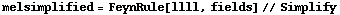 melsimplified = FeynRule[llll, fields] // Simplify