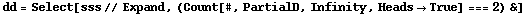 dd = Select[sss // Expand, (Count[#, PartialD, Infinity, Heads -> True] === 2) &]