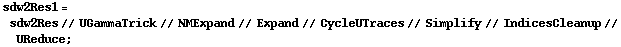 sdw2Res1 = sdw2Res // UGammaTrick // NMExpand // Expand // CycleUTraces // Simplify // IndicesCleanup // UReduce ;