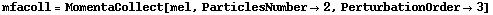mfacoll = MomentaCollect[mel, ParticlesNumber -> 2, PerturbationOrder -> 3]