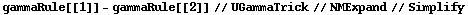 gammaRule[[1]] - gammaRule[[2]] // UGammaTrick // NMExpand // Simplify