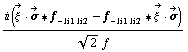 (i (Overscript[ξ^( ), ->] &middot; Overscript[σ, ->] '6 f _ - _ (li1 li2) - f _ - _ (li1 li2) '6 Overscript[ξ^( ), ->] &middot; Overscript[σ, ->]))/(2^(1/2) f)