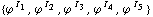 {ϕ^( )^I _ 1, ϕ^( )^I _ 2, ϕ^( )^I _ 3, ϕ^( )^I _ 4, ϕ^( )^I _ 5}