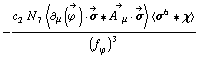 -(c _ 2^(  ) N _ 7^(  ) < ∂ _ μ(Overscript[ϕ^( ), ->]) &middot; Overscript[σ, ->] '6 Overscript[A^( ) _ μ, ->] &middot; Overscript[σ, ->] > < σ^6 '6 χ >)/(f _ ϕ^(�   ))^3
