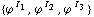 {ϕ^( )^I _ 1, ϕ^( )^I _ 2, ϕ^( )^I _ 3}