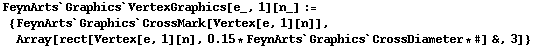 FeynArts`Graphics`VertexGraphics[e_, 1][n_] := {FeynArts`Graphics`CrossMark[Vertex[e, 1][n]], Array[rect[Vertex[e, 1][n], 0.15 * FeynArts`Graphics`CrossDiameter * #] &, 3]}