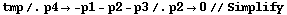 tmp /. p4 -> -p1 - p2 - p3 /. p2 -> 0 // Simplify