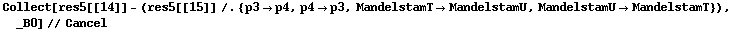 Collect[res5[[14]] - (res5[[15]] /. {p3 -> p4, p4 -> p3, MandelstamT -> MandelstamU, MandelstamU -> MandelstamT}), _B0] // Cancel