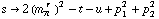 s -> 2 (m _ π^(� r  ))^2 - t - u + p _ 1^2 + p _ 2^2