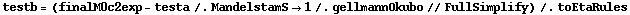 testb = (finalM0c2exp - testa /. MandelstamS -> 1 /. gellmannOkubo // FullSimplify) /. toEtaRules