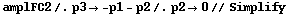 amplFC2 /. p3 -> -p1 - p2 /. p2 -> 0 // Simplify