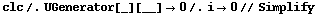 clc /. UGenerator[_][__] -> 0 /. i -> 0 // Simplify