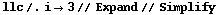 llc /. i -> 3 // Expand // Simplify